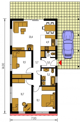 Grundriss des Erdgeschosses - BUNGALOW 108